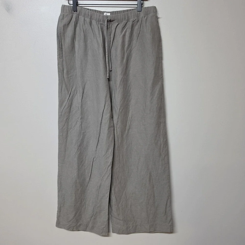 Aritzia Wilfred Womens The Lodge Cruiselinen Khaki Tan Wide Leg Pull On Pants LG